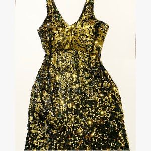 Black and Gold Sequin Dress Size 8-10